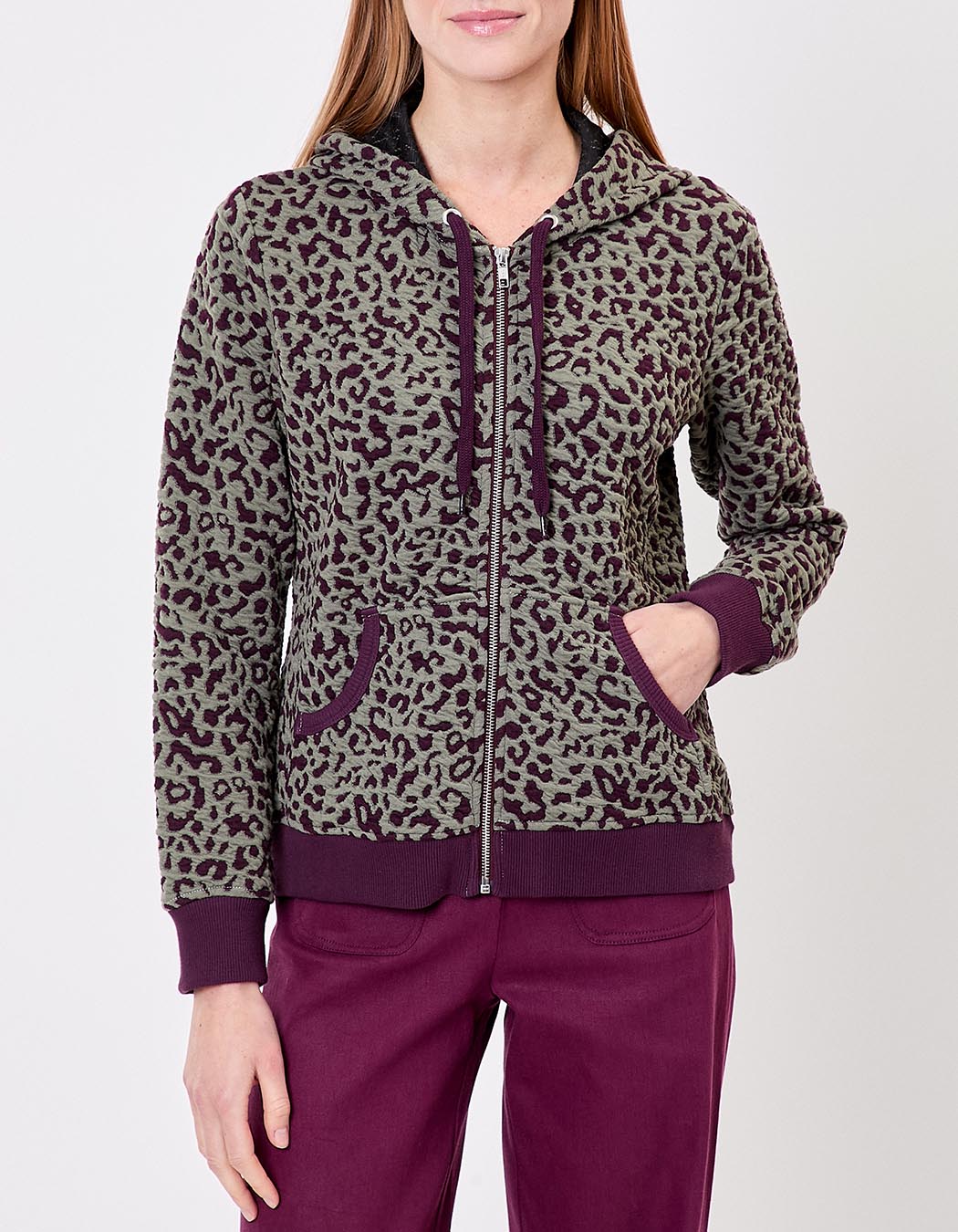 Jacquard knit zip sweatshirt femme La Fiancée