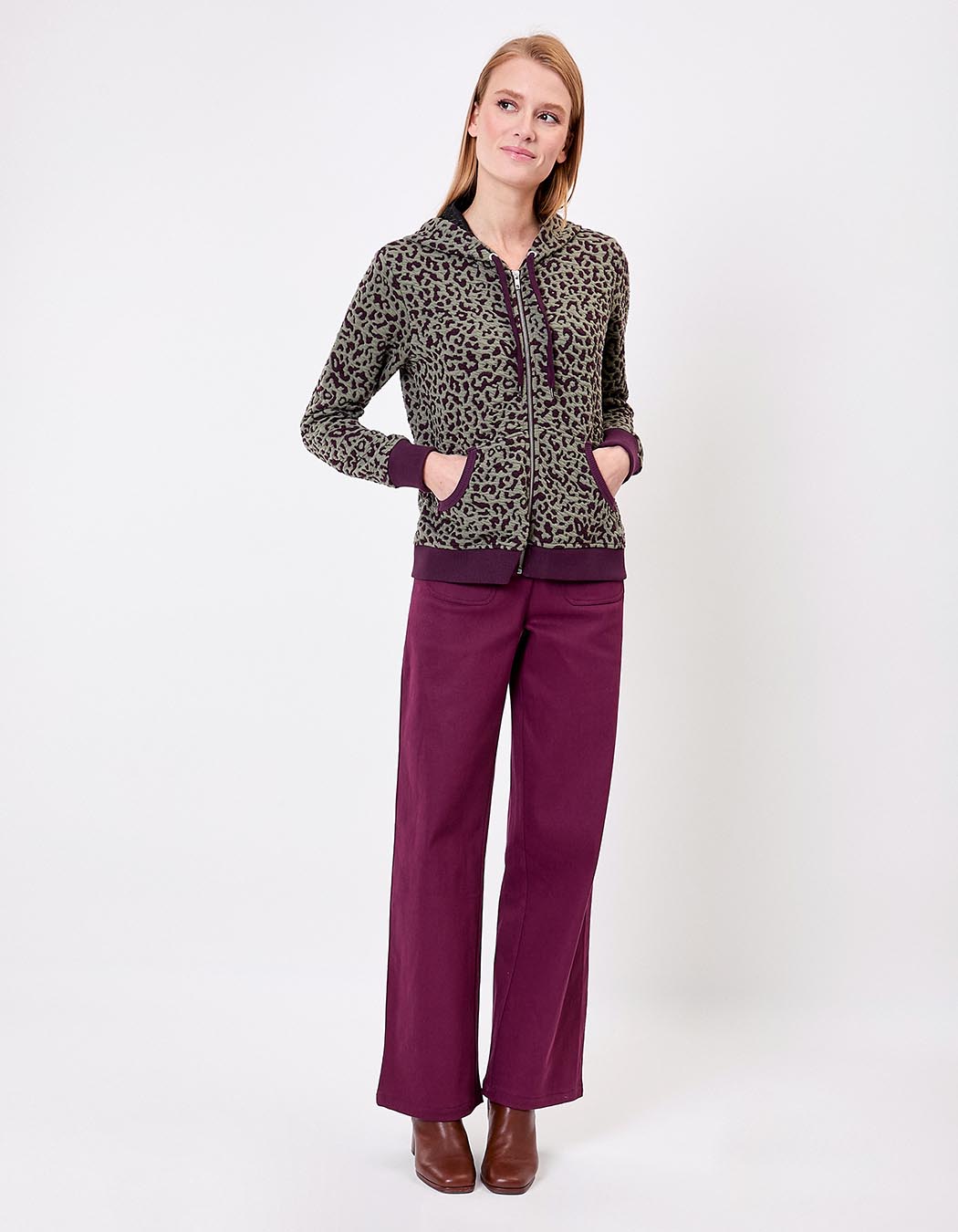 Jacquard knit zip sweatshirt femme La Fiancée