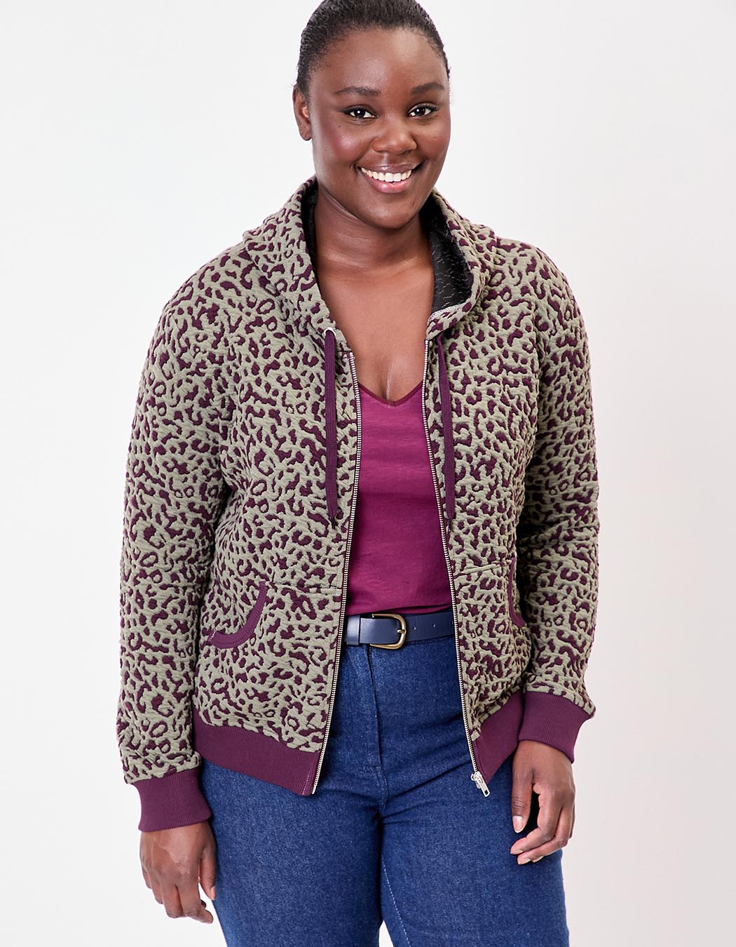 Jacquard knit zip sweatshirt femme La Fiancée