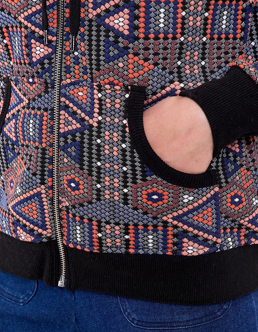 Jacquard knit zip sweatshirt femme La Fiancée