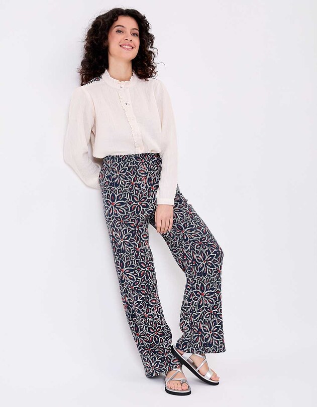 Wide-leg pants in organic cotton gauze femme La Fianc&eacute;e