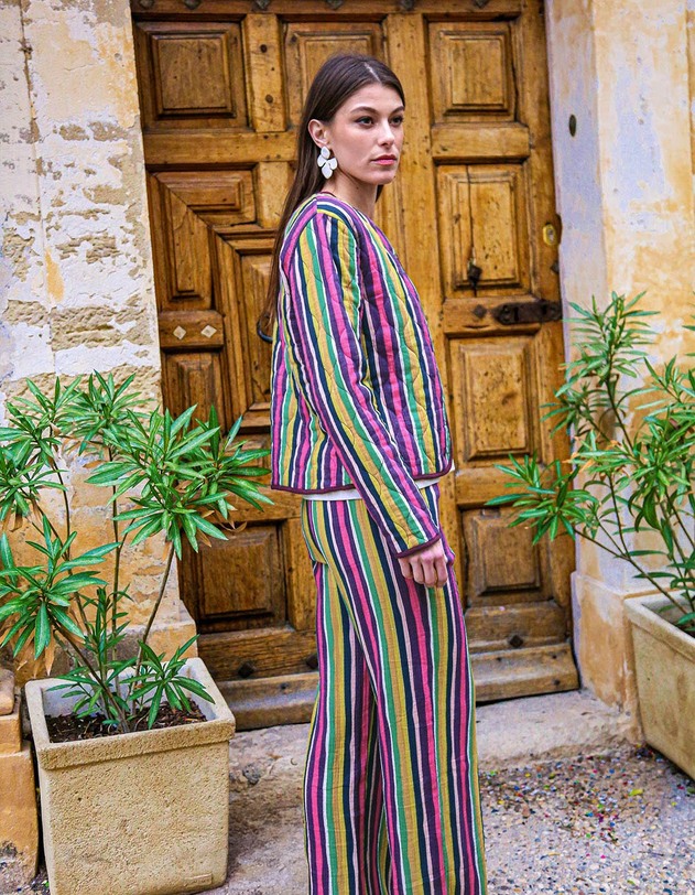 Wide-leg pants in organic cotton gauze femme La Fianc&eacute;e