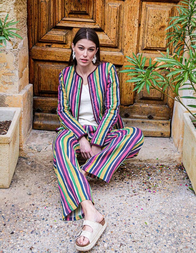 Wide-leg pants in organic cotton gauze femme La Fianc&eacute;e