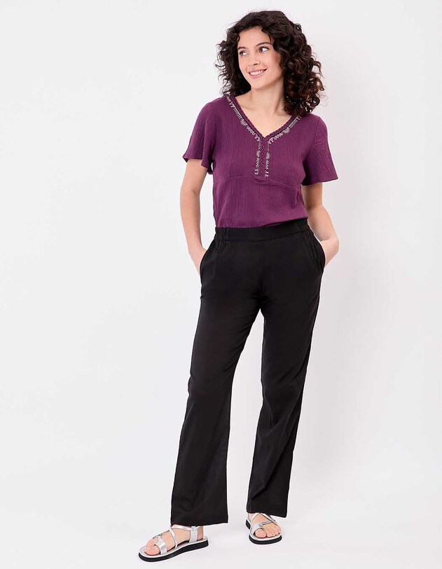 Straight-leg pants in organic cotton voile femme La Fianc&eacute;e