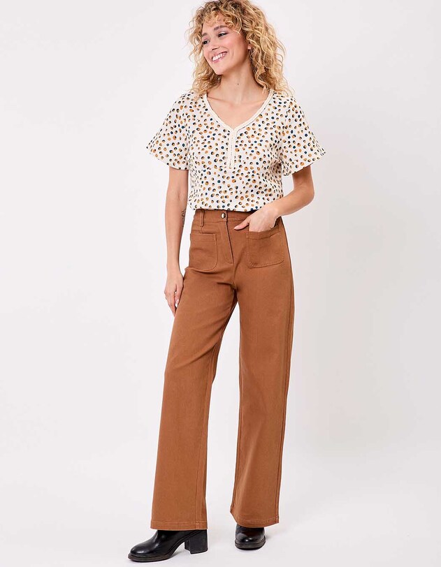 Wide-leg jeans in organic cotton denim femme La Fianc&eacute;e