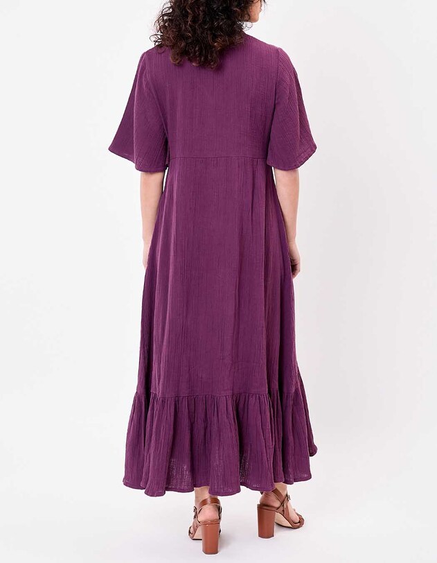 Flared long dress in organic cotton gauze femme La Fianc&eacute;e