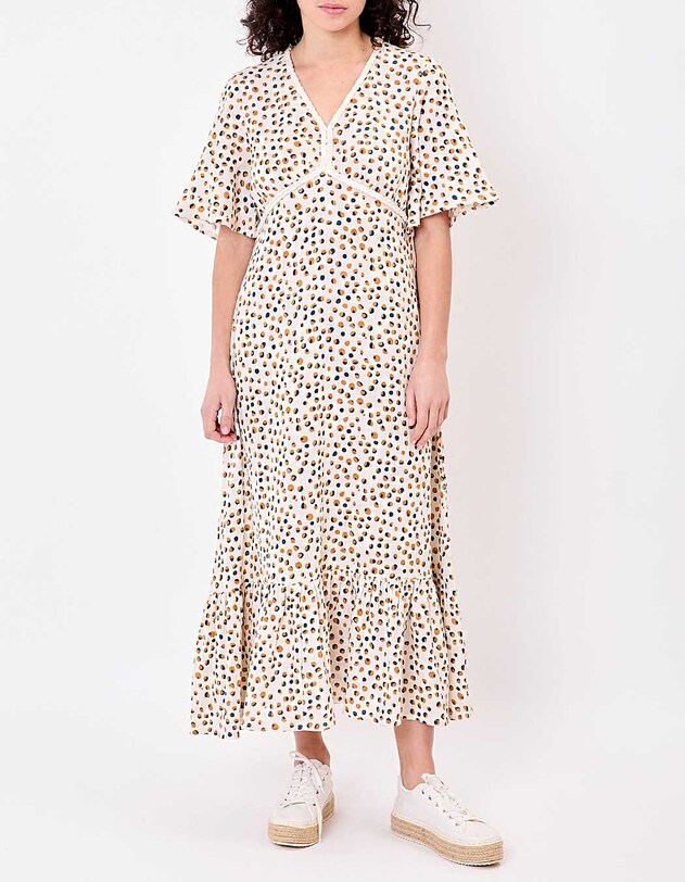 Flared long dress in organic cotton gauze femme La Fianc&eacute;e