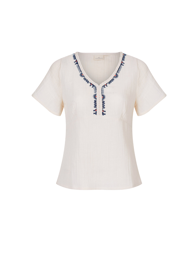 Braided V-neck top in organic cotton gauze femme La Fianc&eacute;e
