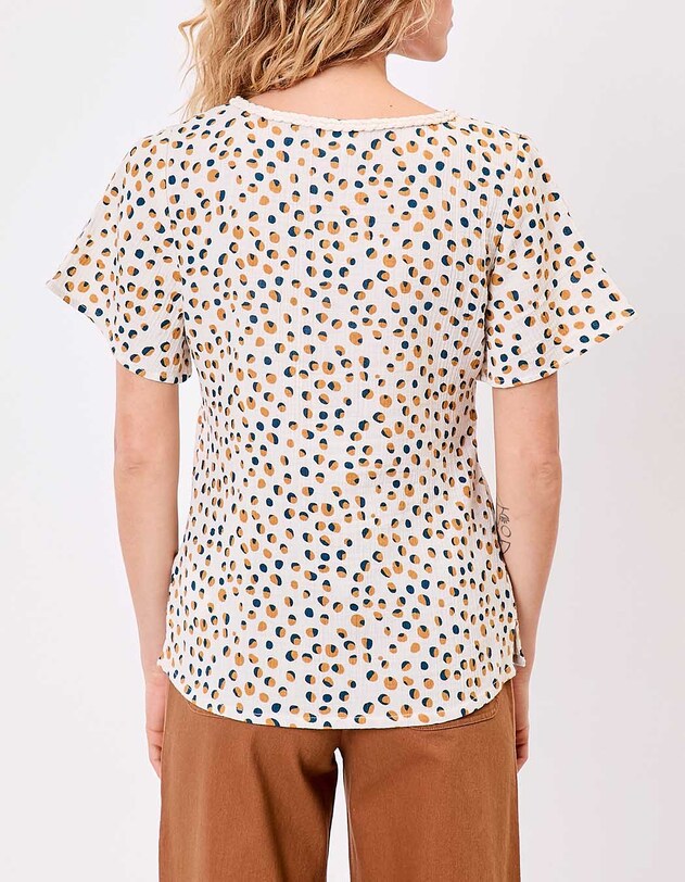 Braided V-neck top in organic cotton gauze femme La Fianc&eacute;e