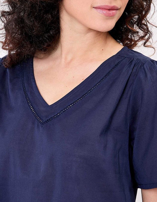 Short-sleeve top in organic cotton voile femme La Fianc&eacute;e