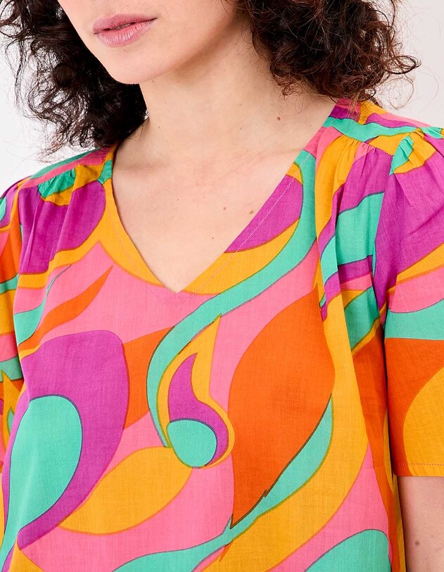 Short-sleeve top in organic cotton voile femme La Fianc&eacute;e