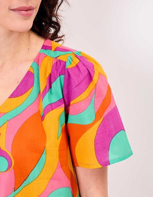 Short-sleeve top in organic cotton voile femme La Fianc&eacute;e