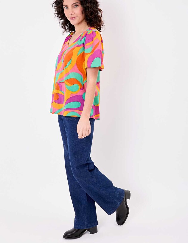 Short-sleeve top in organic cotton voile femme La Fianc&eacute;e