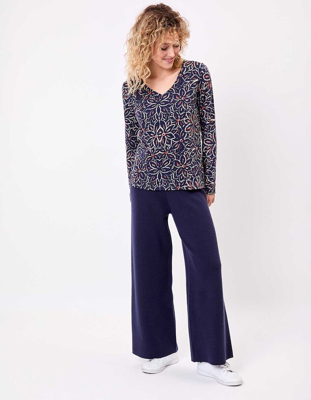 V-neck printed T-shirt in organic cotton femme La Fianc&eacute;e