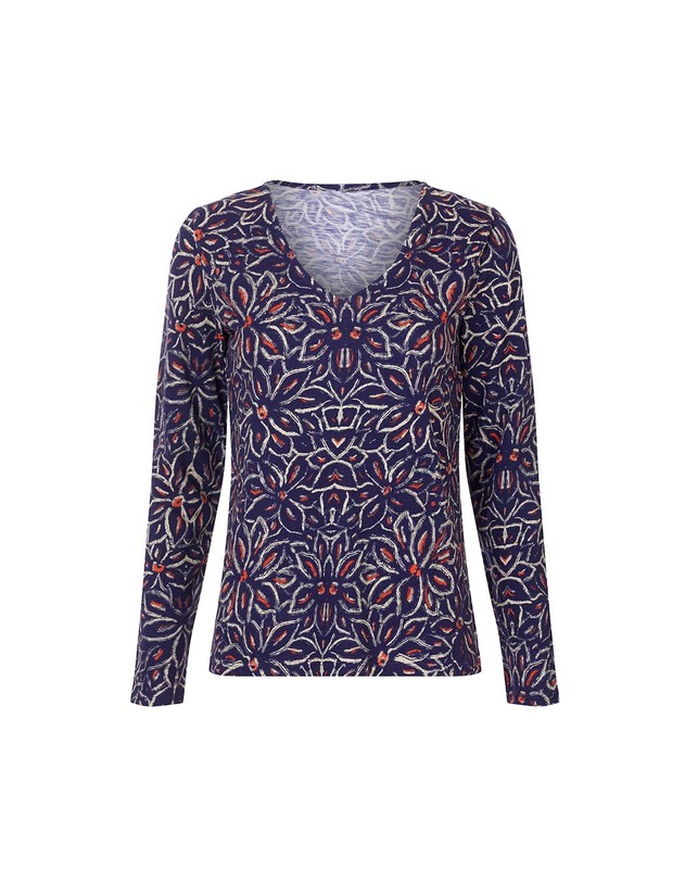 V-neck printed T-shirt in organic cotton femme La Fianc&eacute;e
