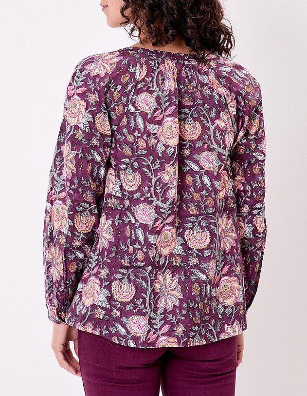 Flared long-sleeve cotton blouse femme La Fianc&eacute;e