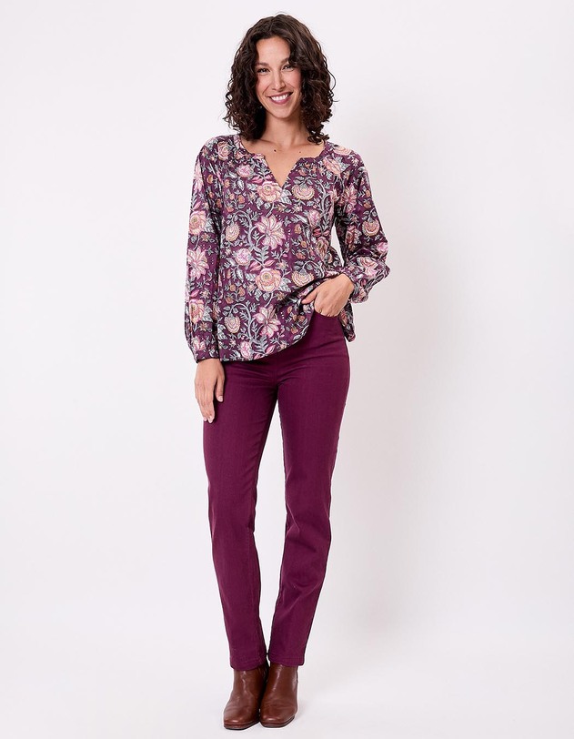 Flared long-sleeve cotton blouse femme La Fianc&eacute;e