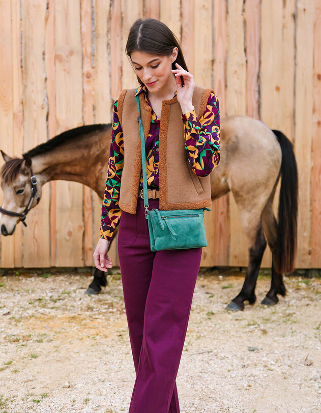 Leather crossbody bag with double pocket femme La Fianc&eacute;e