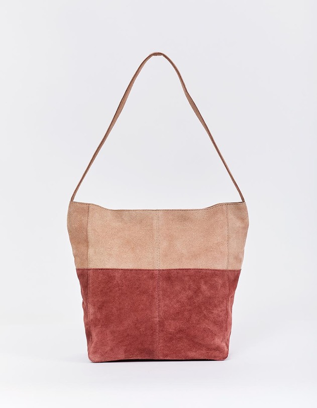 Two-tone suede leather satchel bag femme La Fianc&eacute;e
