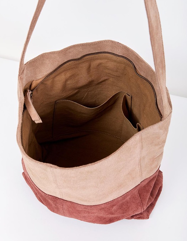 Two-tone suede leather satchel bag femme La Fianc&eacute;e