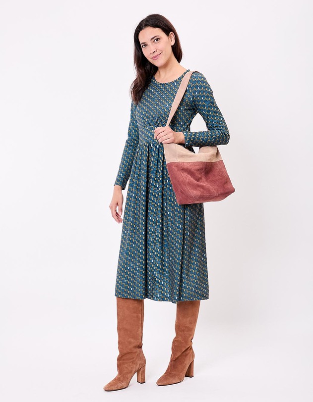 Two-tone suede leather satchel bag femme La Fianc&eacute;e