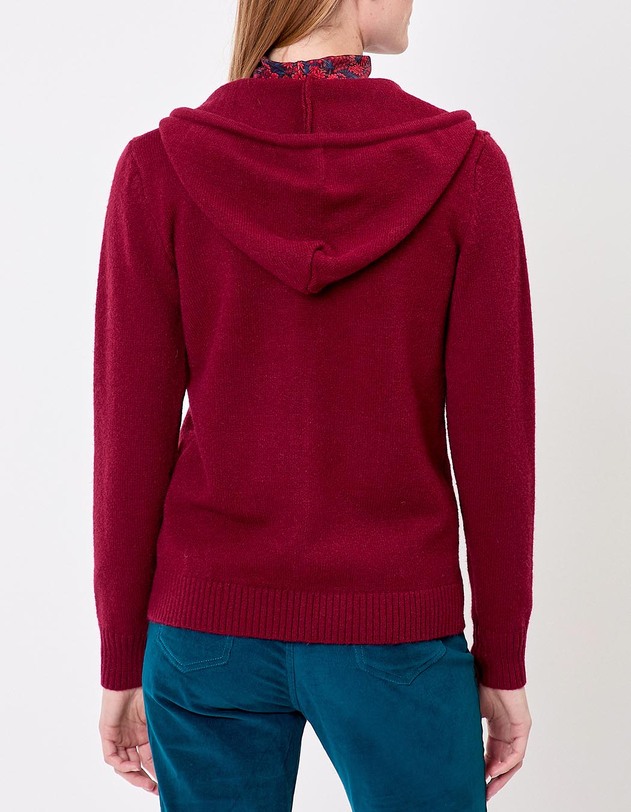 Hooded zip knit cardigan femme La Fianc&eacute;e