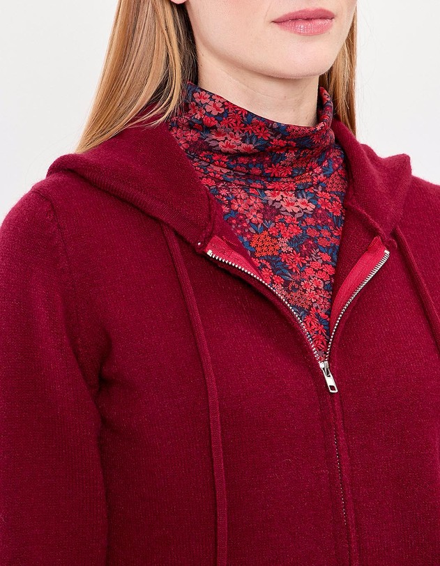 Hooded zip knit cardigan femme La Fianc&eacute;e