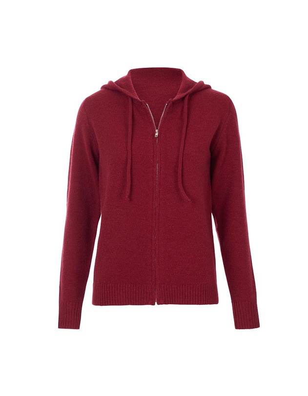 Hooded zip knit cardigan femme La Fianc&eacute;e