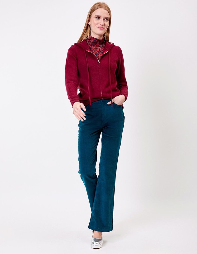 Hooded zip knit cardigan femme La Fianc&eacute;e