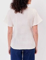 Braided V-neck top in organic cotton gauze femme La Fiancée