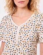 Braided V-neck top in organic cotton gauze femme La Fiancée
