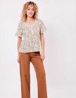 Braided V-neck top in organic cotton gauze femme La Fiancée