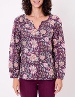 Flared long-sleeve cotton blouse femme La Fianc&eacute;e