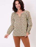 Flared long-sleeve cotton blouse femme La Fiancée
