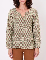 Flared long-sleeve cotton blouse femme La Fiancée