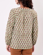 Flared long-sleeve cotton blouse femme La Fiancée