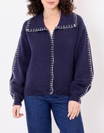 Knit cardigan with shirt collar femme La Fiancée