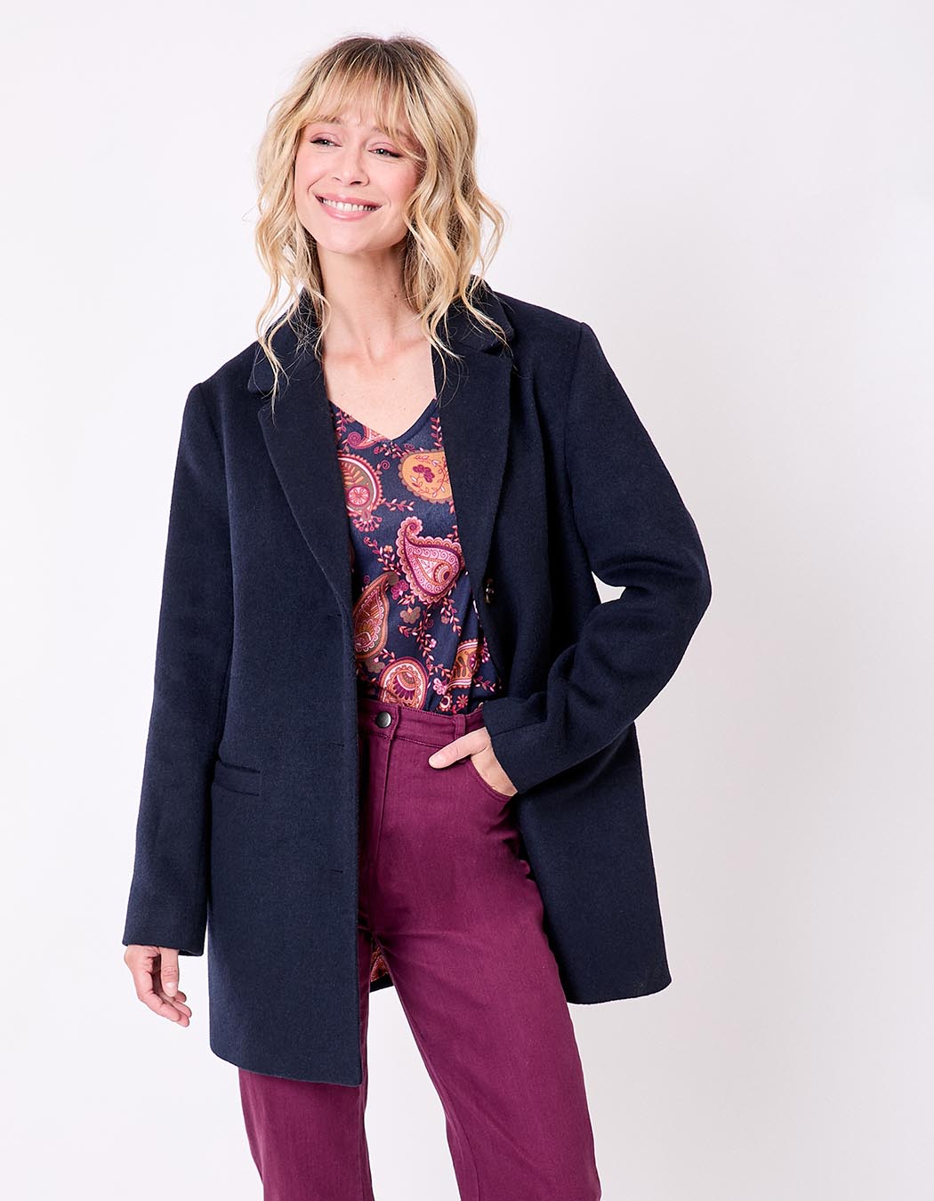 Straight woolen coat femme La Fiancée