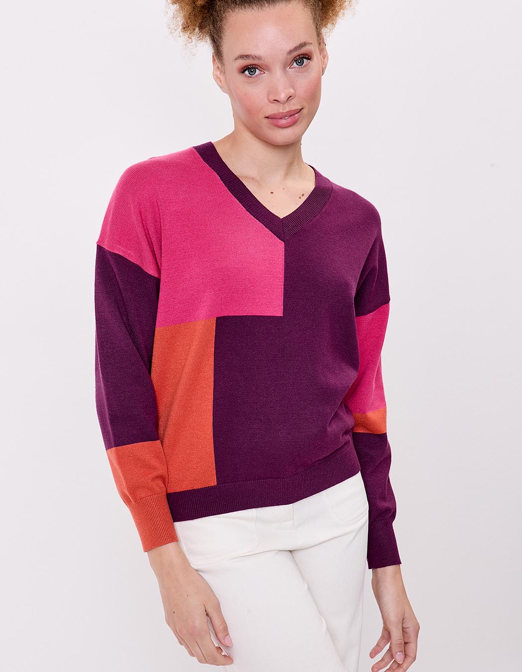 Patchwork knit sweater femme La Fiancée