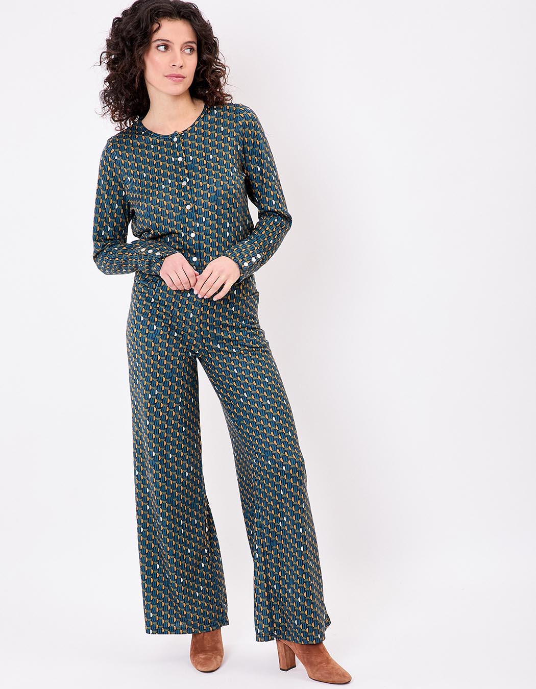 Wide soft knit pants femme La Fiancée