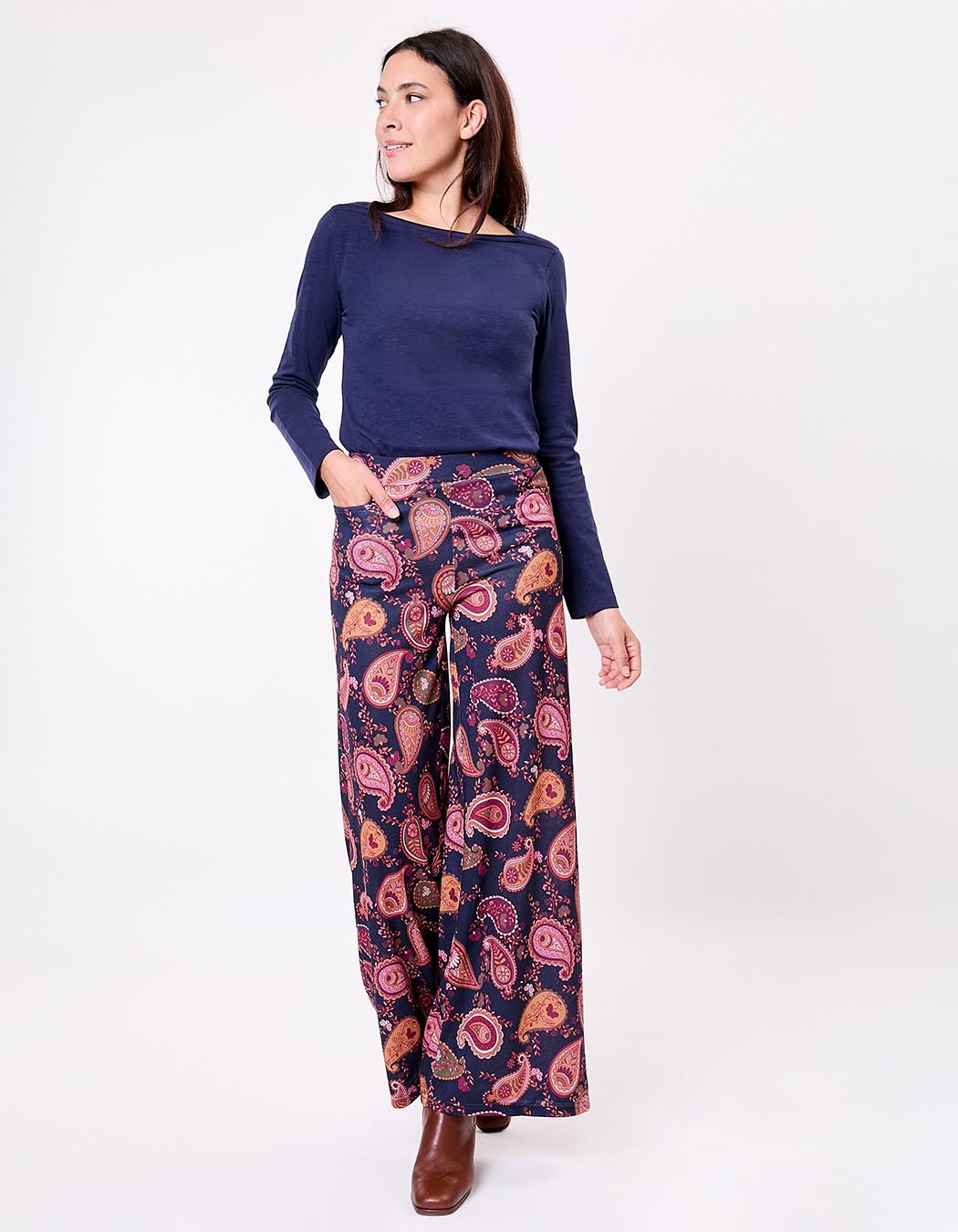 Wide soft knit pants femme La Fiancée