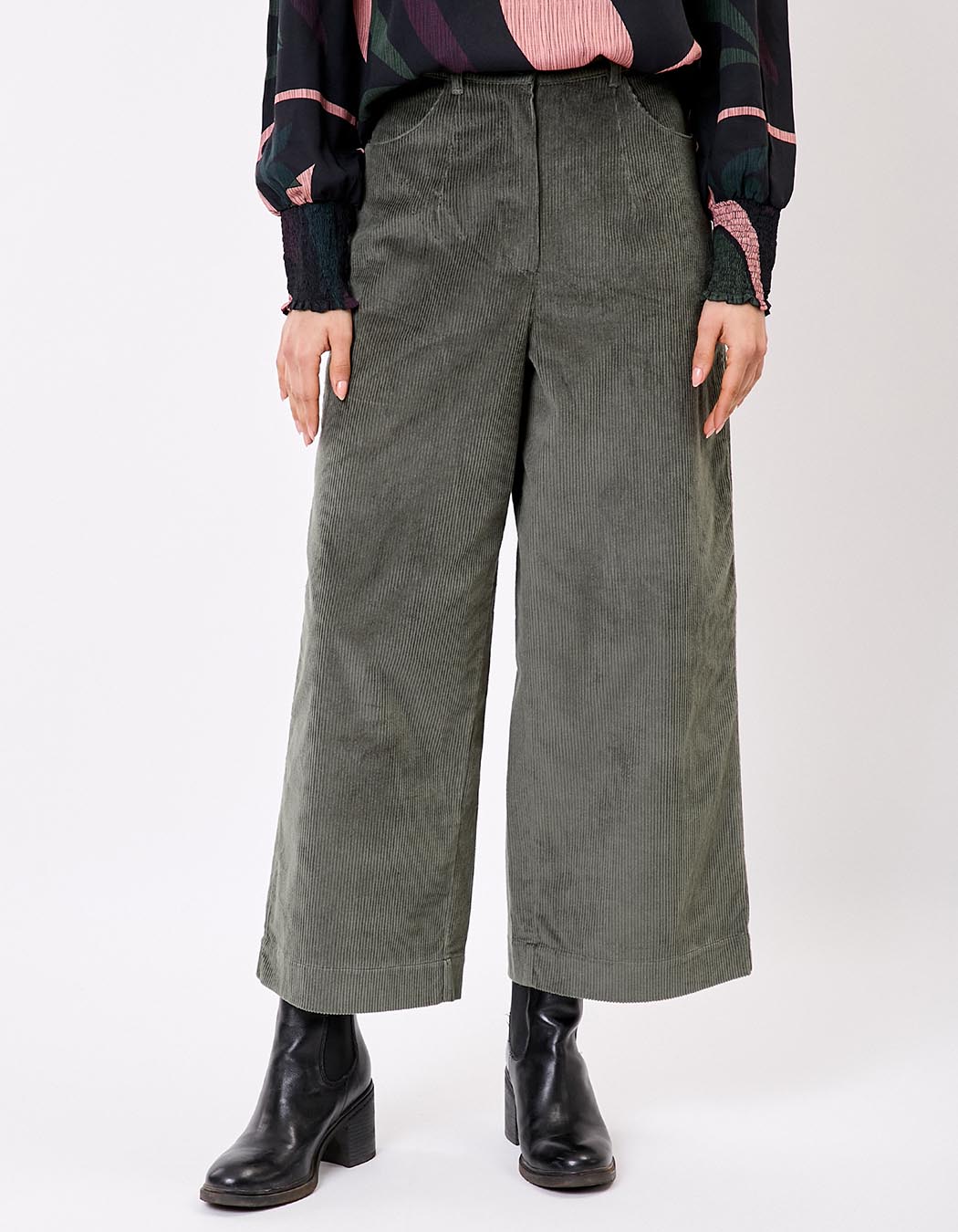 Cropped wide corduroy pants femme La Fiancée