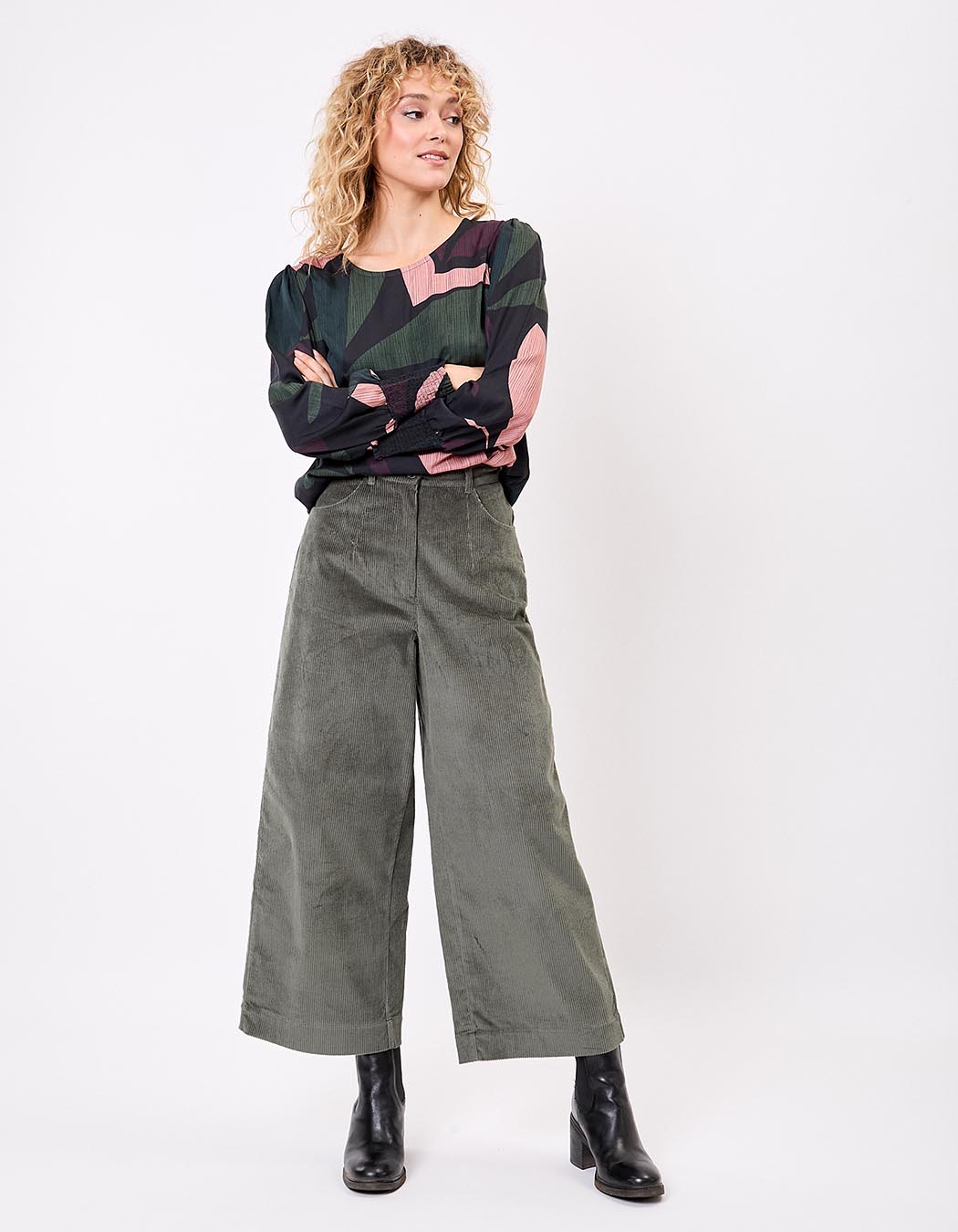 Cropped wide corduroy pants femme La Fiancée