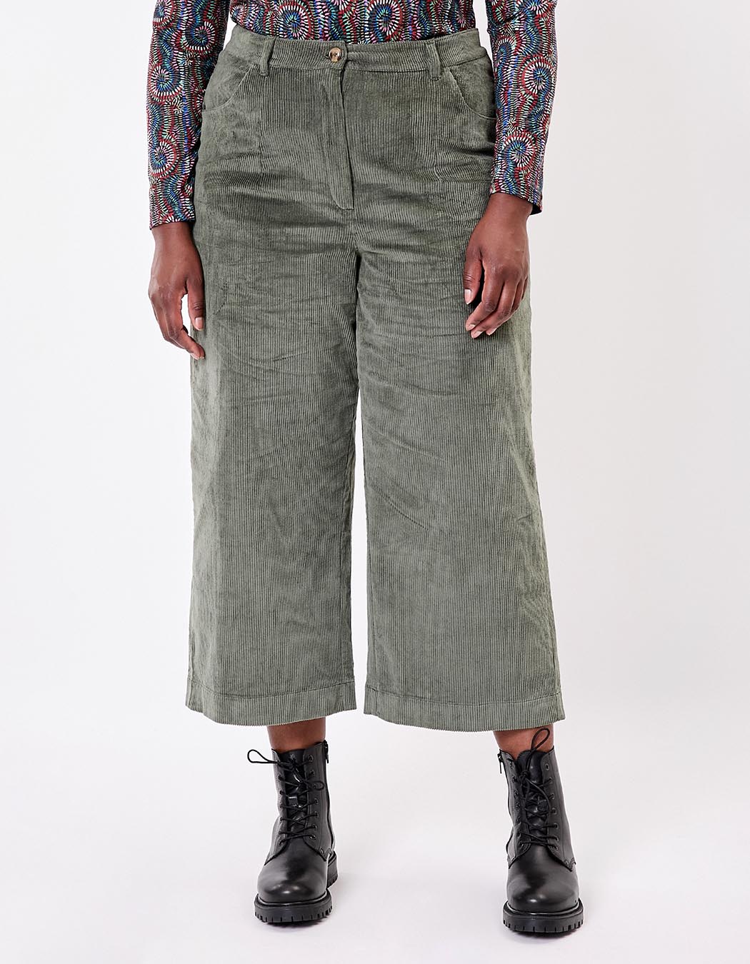 Cropped wide corduroy pants femme La Fiancée