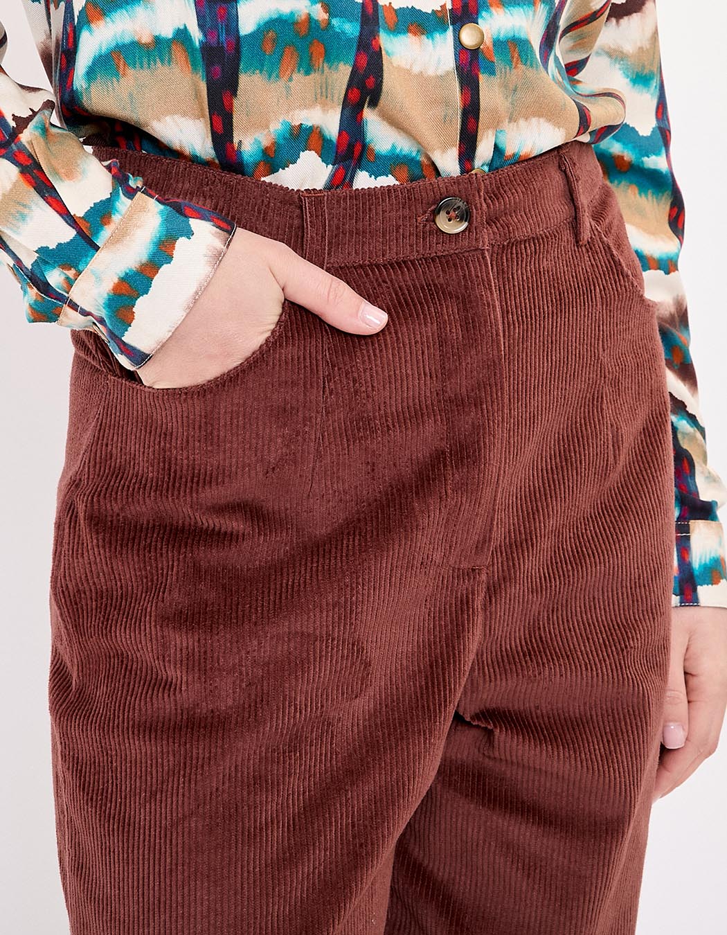 Cropped wide corduroy pants femme La Fiancée