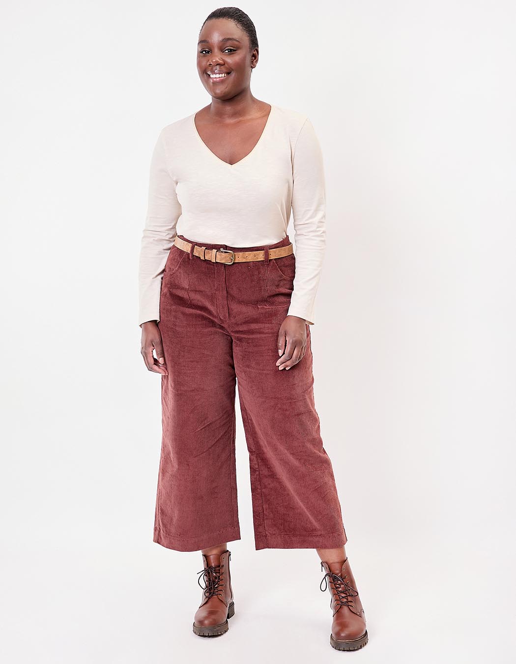 Cropped wide corduroy pants femme La Fiancée