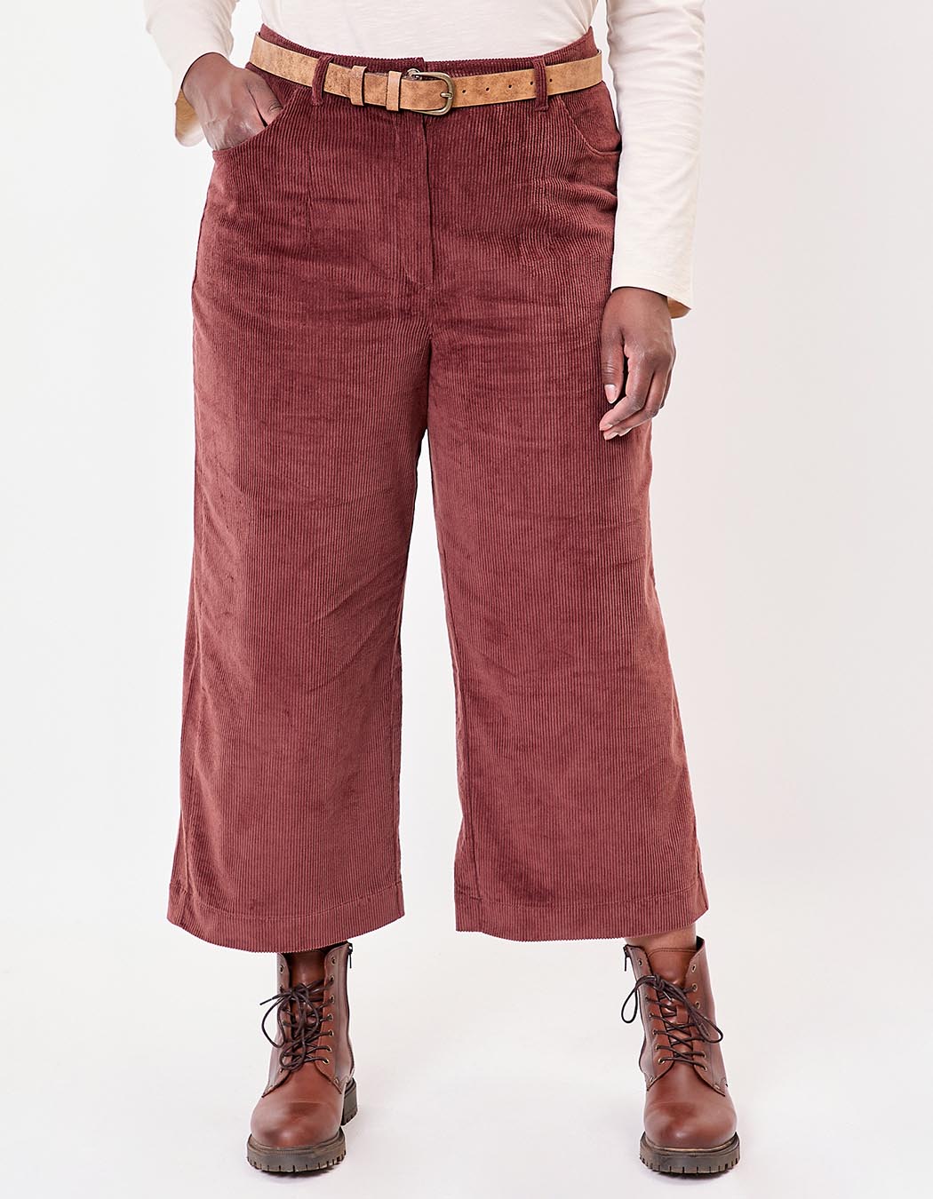 Cropped wide corduroy pants femme La Fiancée