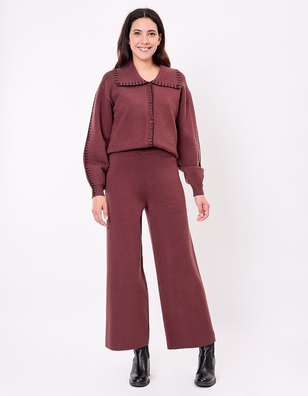 Wide knit pants femme La Fiancée
