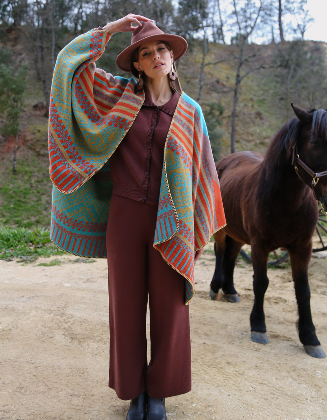 Wide knit pants femme La Fiancée