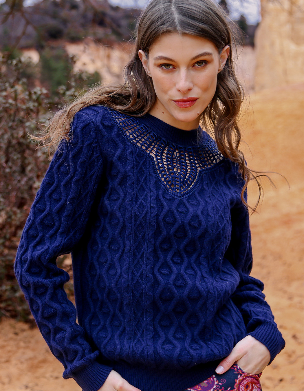 Embroidered knit sweater femme La Fiancée